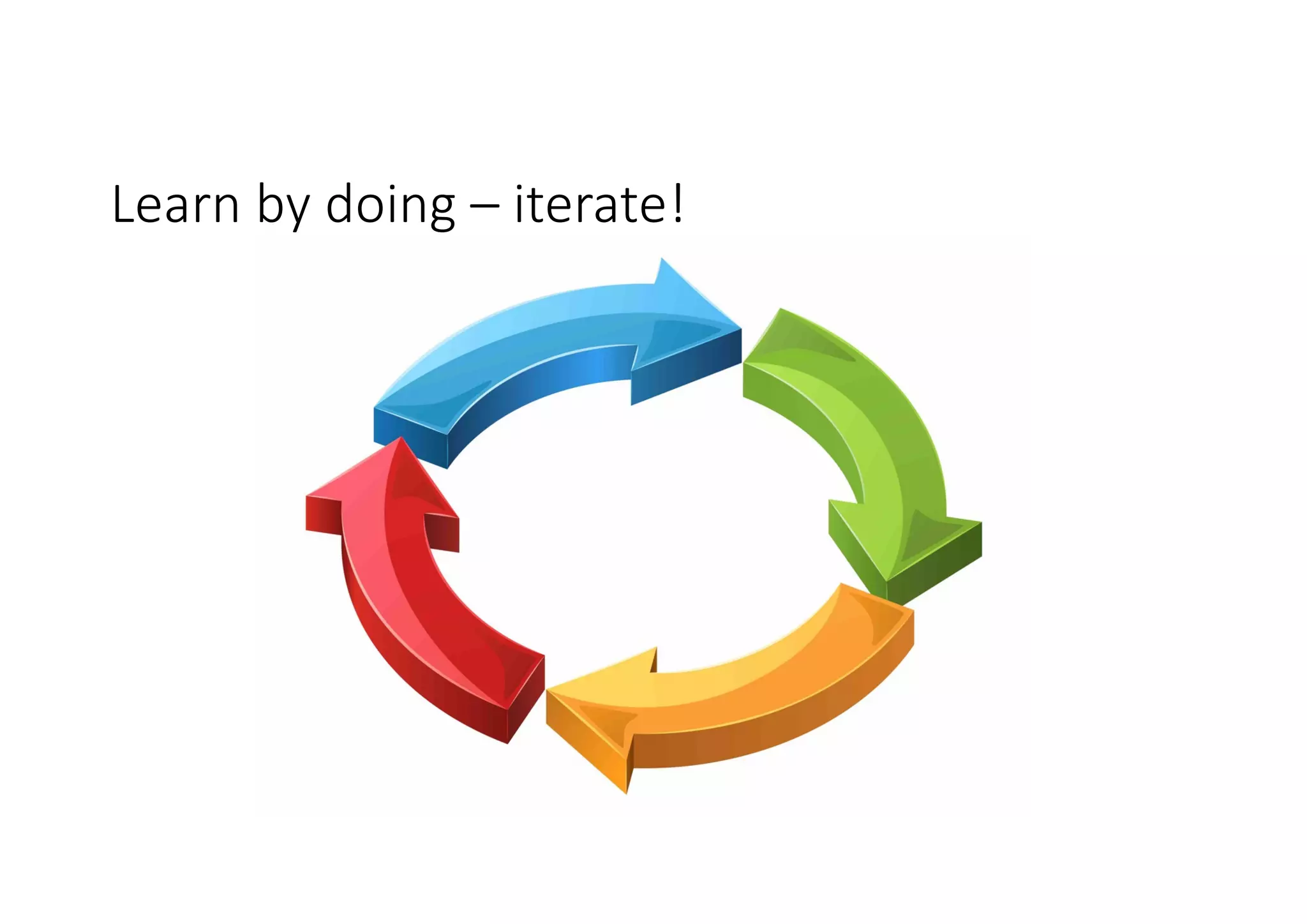 Learn by doing – iterate!
 