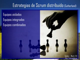 Estrategias de Scrum distribuido  (Sutherland) Gailen – Work 2.0 http://www.gailen.es Equipos aislados Equipos integrados Equipos combinados 