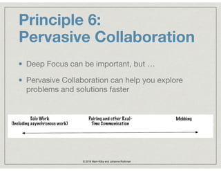 Principle 7:  
Continuous Improvement
Examples:

Personal - Improvement Days / Mentoring

Team - Retrospective / Training ...