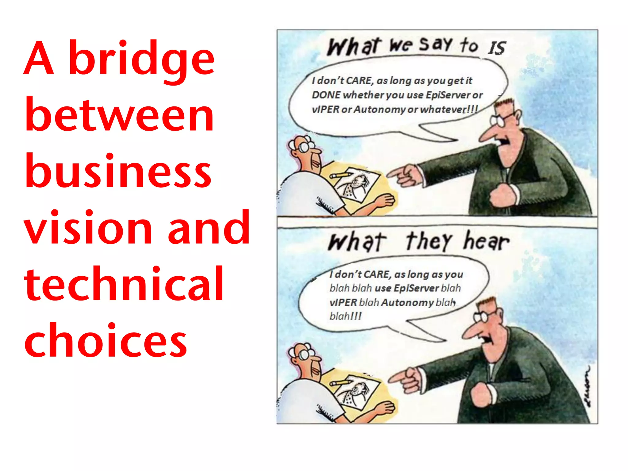 A bridge
between
business
vision and
technical
choices
 