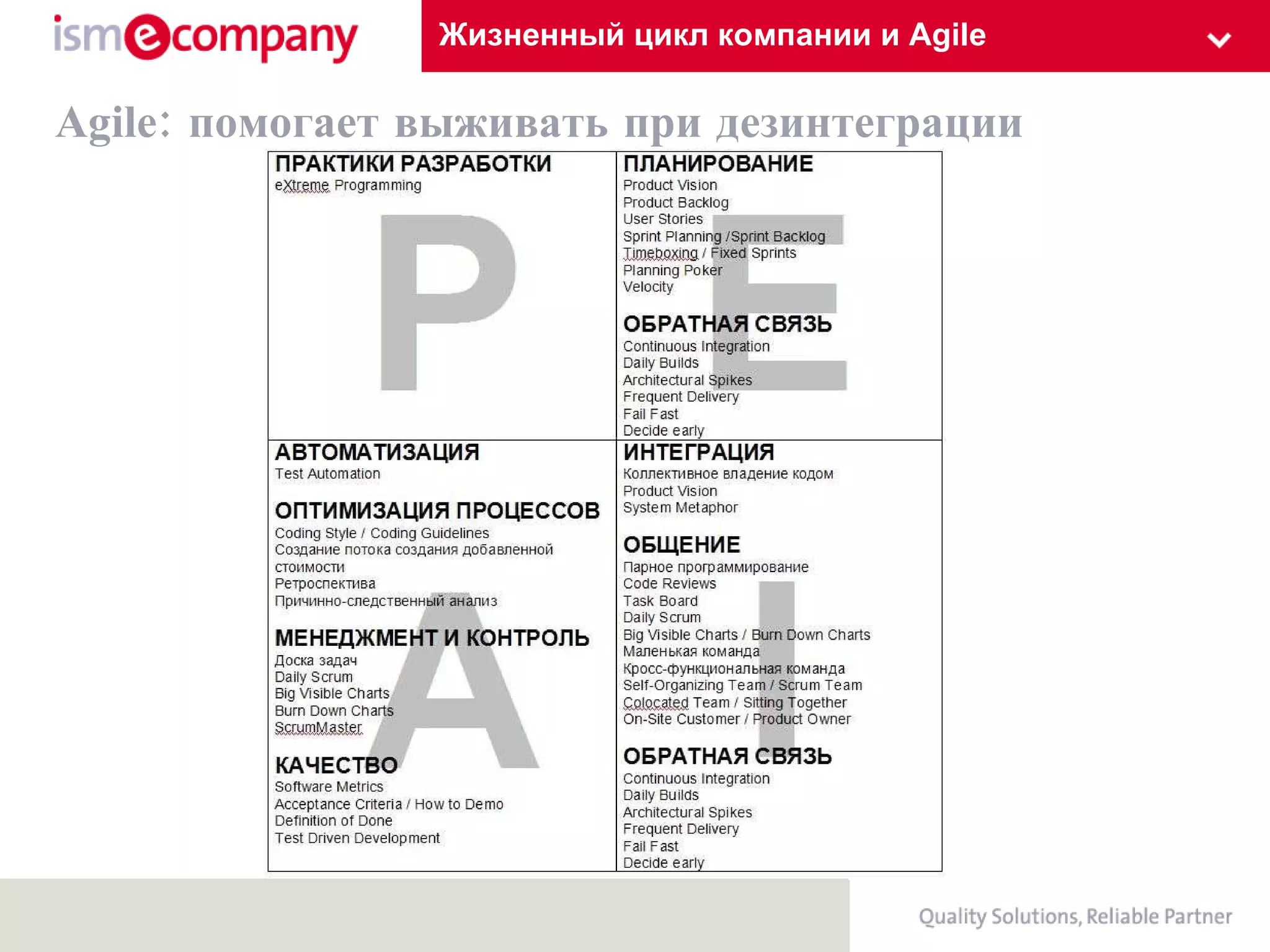 Жизненный цикл компании и Agile Agile:  помогает выживать при дезинтеграции 