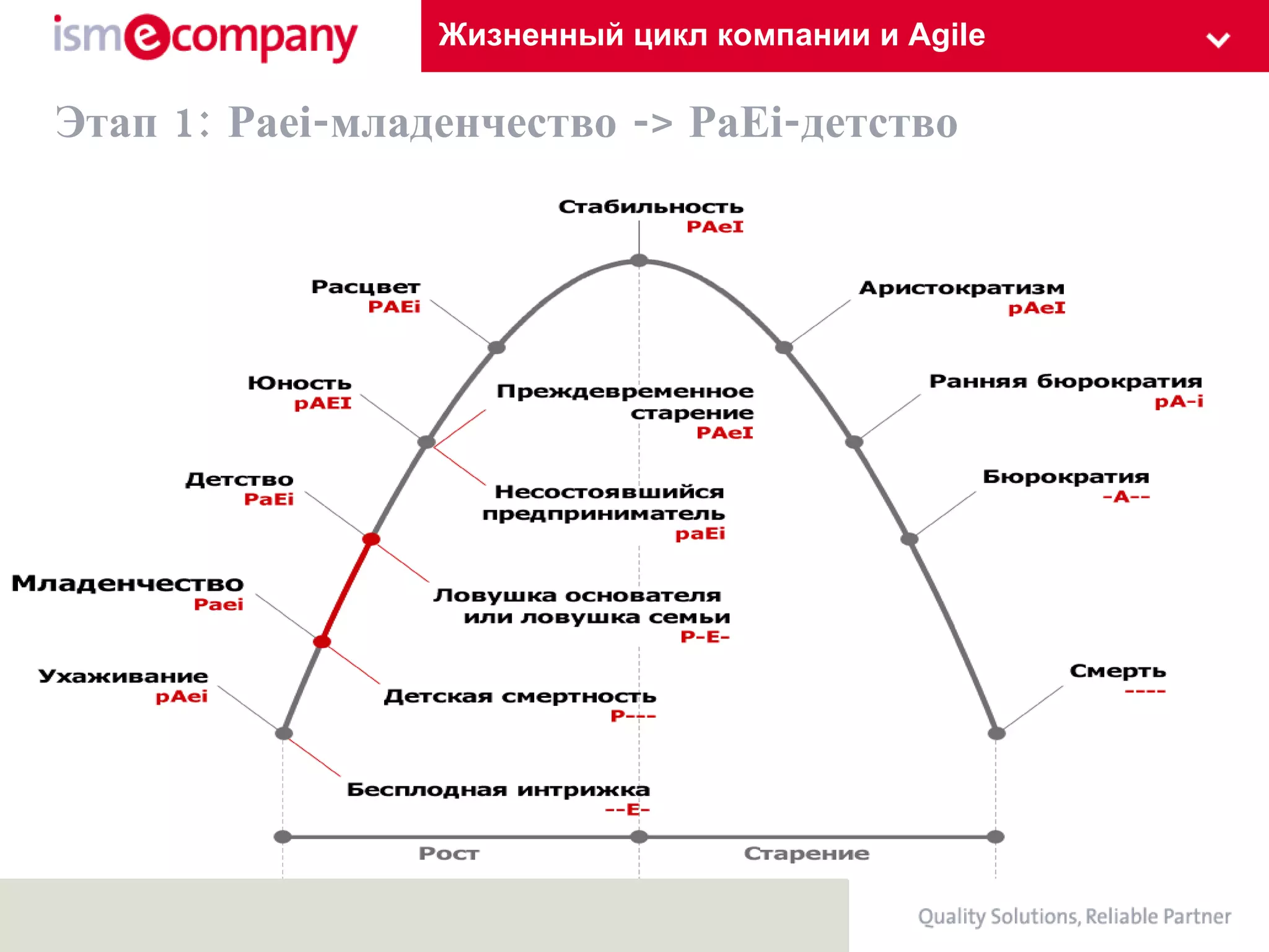 Жизненный цикл компании и Agile Этап 1: Paei - младенчество  ->  PaEi - детство 