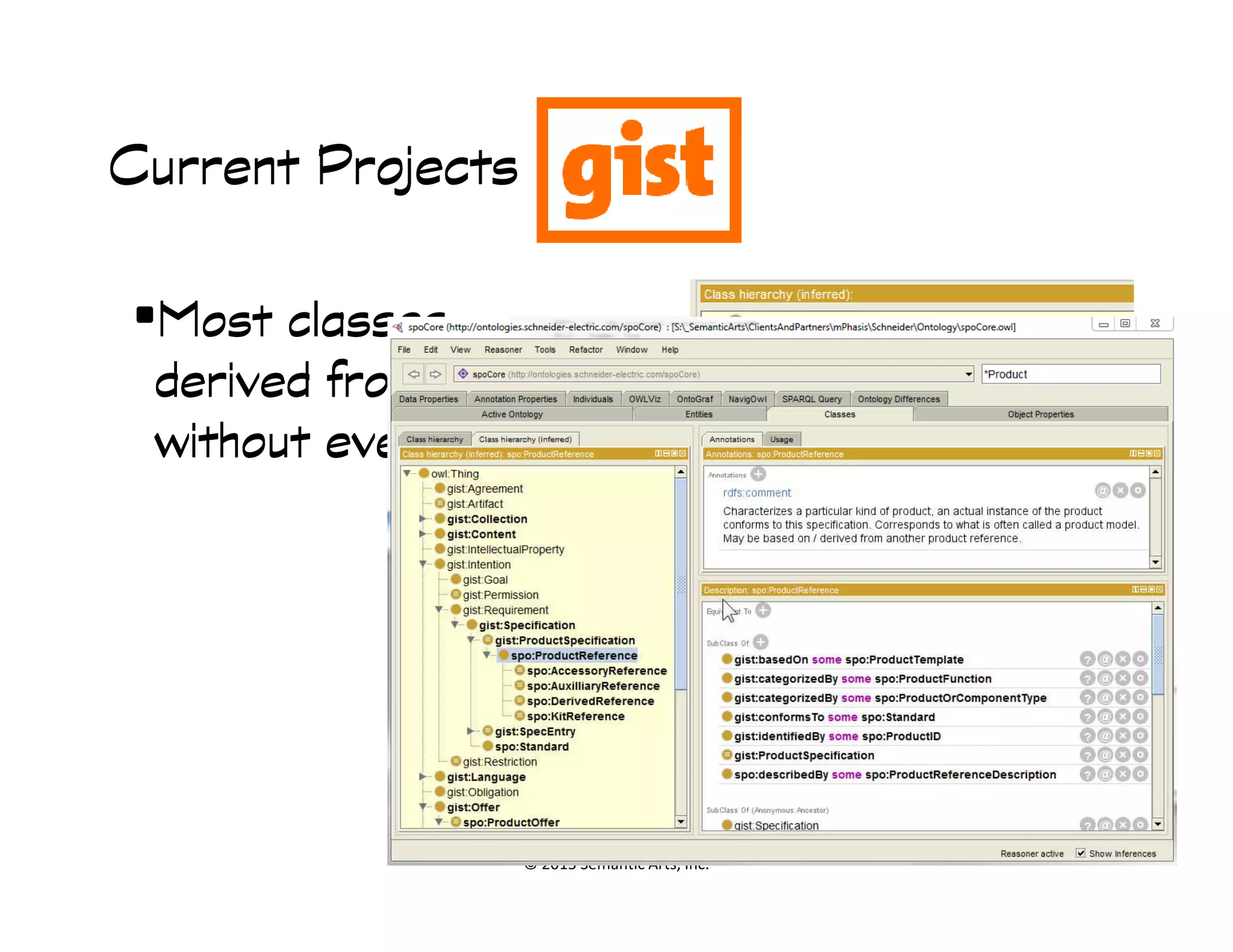 匀#
Current ProjectsCurrent ProjectsCurrent ProjectsCurrent Projects
•Most classesMost classesMost classesMost classes
derived from gist,derived from gist,derived from gist,derived from gist,
without even tryingwithout even tryingwithout even tryingwithout even trying
© 2015 Semantic Arts, Inc. 19
 