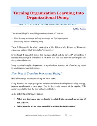 Turning Organization Learning Into
        Organizational Doing
          H O W T O J A C K U P Y O U R CO M P A NY ’ S I ...