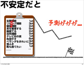 不安定だと
               玄関掃除           11pptt
               リビング掃除
               寝室掃除
                              33pptt
...
