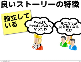 良いストーリーの特徴
          独立 して
                 やっぱり
          いる   それはいらなく
                 なったわ
                          そこ...