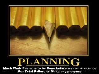 Much Work Remains to be Done before we can announce Our Total Failure to Make any progress 