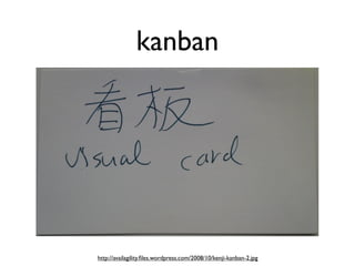 kanban




http://availagility.ﬁles.wordpress.com/2008/10/kenji-kanban-2.jpg
 