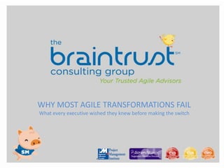 Agile ExecutivesAgile Executives
WHY MOST AGILE TRANSFORMATIONS FAIL
What every executive wished they knew before making the switch
 