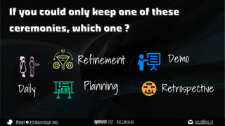 @rhwy #jetbrainsnight paris 2019 - Rui Carvalho hello@rui.fr
If you could only keep one of these
ceremonies, which one ?
Daily Planning
Refinement Demo
Retrospective
 