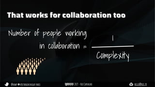 @rhwy #jetbrainsnight paris 2019 - Rui Carvalho hello@rui.fr
That works for collaboration too
Number of people working
in collaboration =
Complexity
1
 