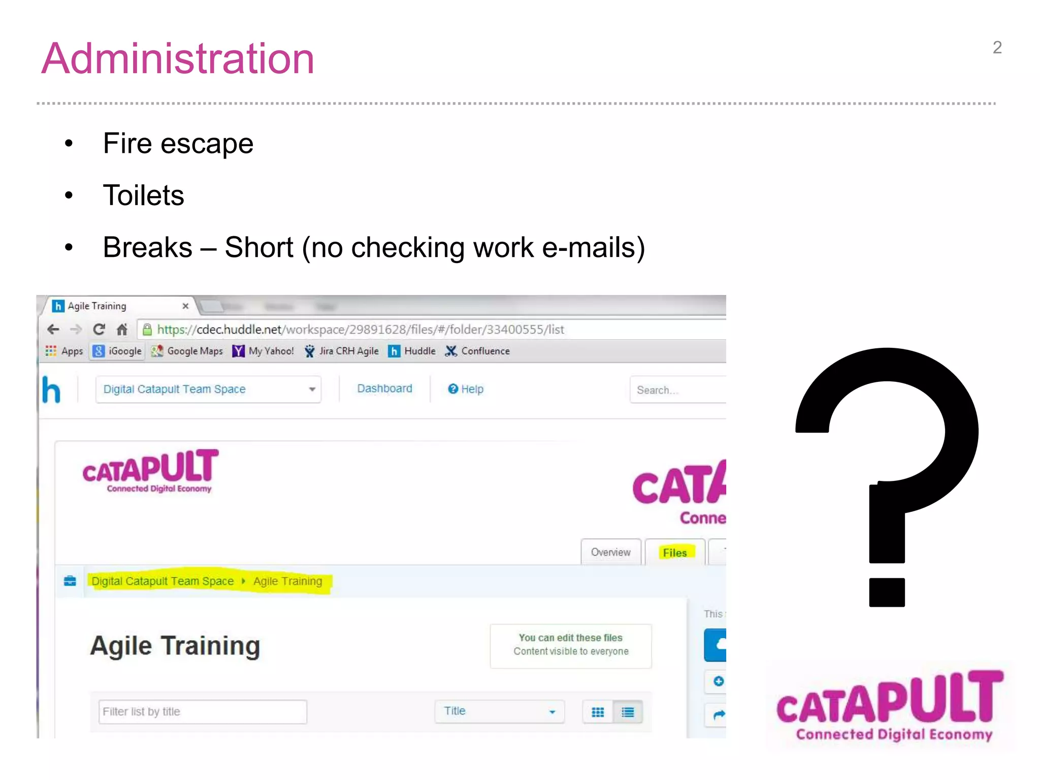 Contents 
1. agile for software development 
2. agile adoption 
3. How to be agile? 
4. Scrum 
5. User Stories 
6. agile outside of software development 
7. Experiencing agile 
8. Agile Fluency 
9. Business Agility 
10. Next Steps 
11. Wrap Up 
2 
 