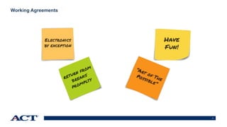 2
Working Agreements
 