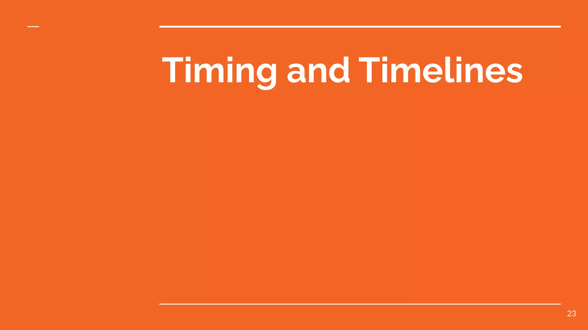 Timing and Timelines
23
 