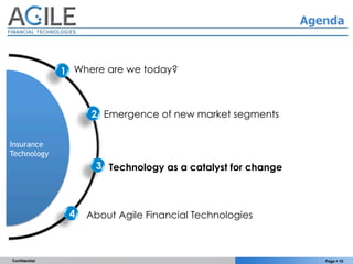 Agenda



               1 Where are we today?



                     2 Emergence of new market segments


Insurance
Tech...