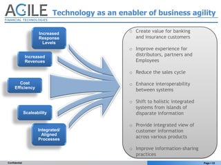 Technology as an enabler of business agility

                                                  o Create value for banking...