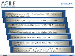 Milestones



       Our BPO, Pamac processes over 7% of all retail applications & 27% of all new credit
       card appli...