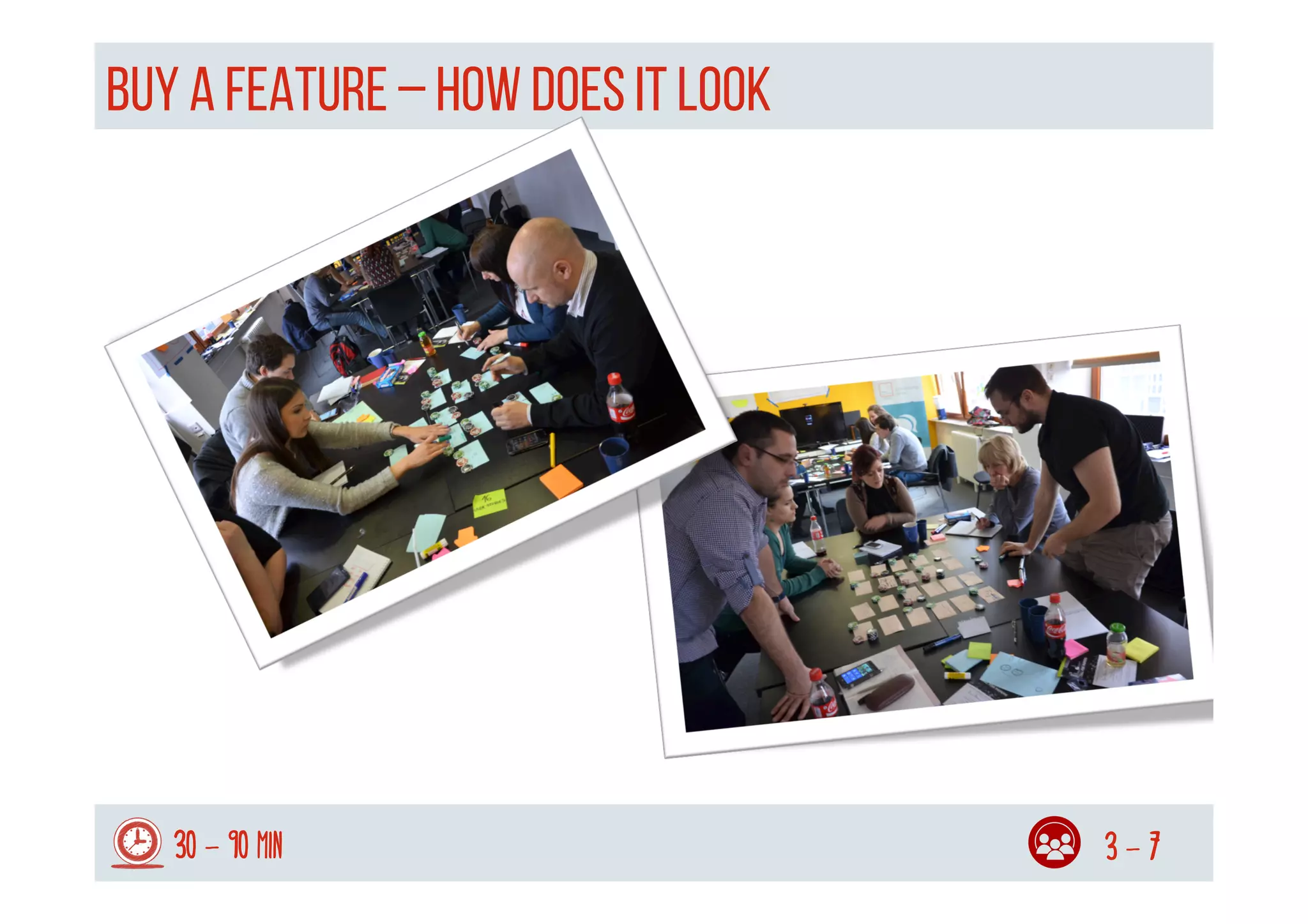 Buy a feature – HOW DOES IT LOOK
30 - 90 min 3 - 7
 