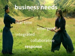 business needs

real time
            emergent
integrated
        collaborative
     response
 