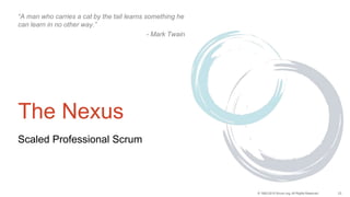 23© 1993-2015 Scrum.org, All Rights Reserved
The Nexus
Scaled Professional Scrum
“A man who carries a cat by the tail lear...