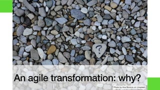 An agile transformation: why?
Photo by Ana Municio on Unsplash
150 pt
 
