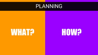 WHAT? HOW?
PLANNING
 