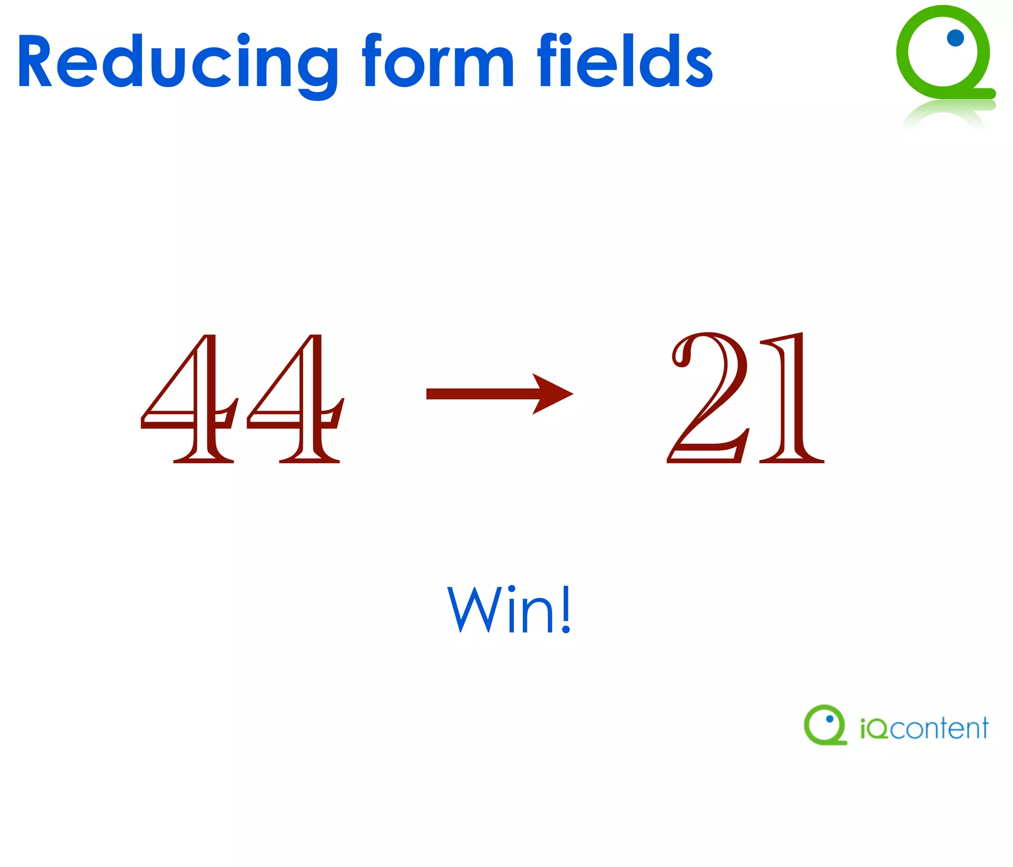 Reducing form fields




   44              21
            Win!
 