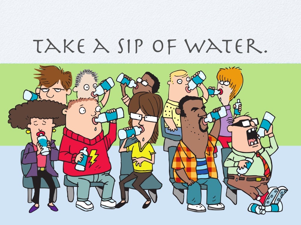 taking a sip of water interview