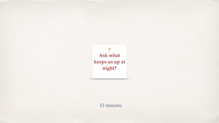 15 minutos
Ask what
keeps us up at
night?
7
 