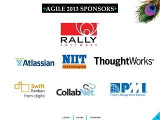 146 Speakers
724 Delegates
From 21 Countries
Agile India 2012 hosted:
 