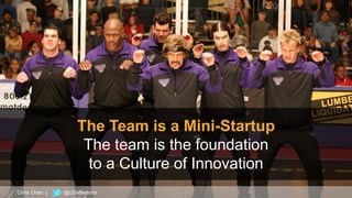 21
The Team is a Mini-Startup
The team is the foundation
to a Culture of Innovation
Chris Chan | @c2reflexions
 