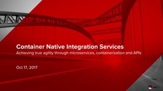 Container Native Integration Services
Achieving true agility through microservices, containerization and APIs
Oct 17, 2017
 