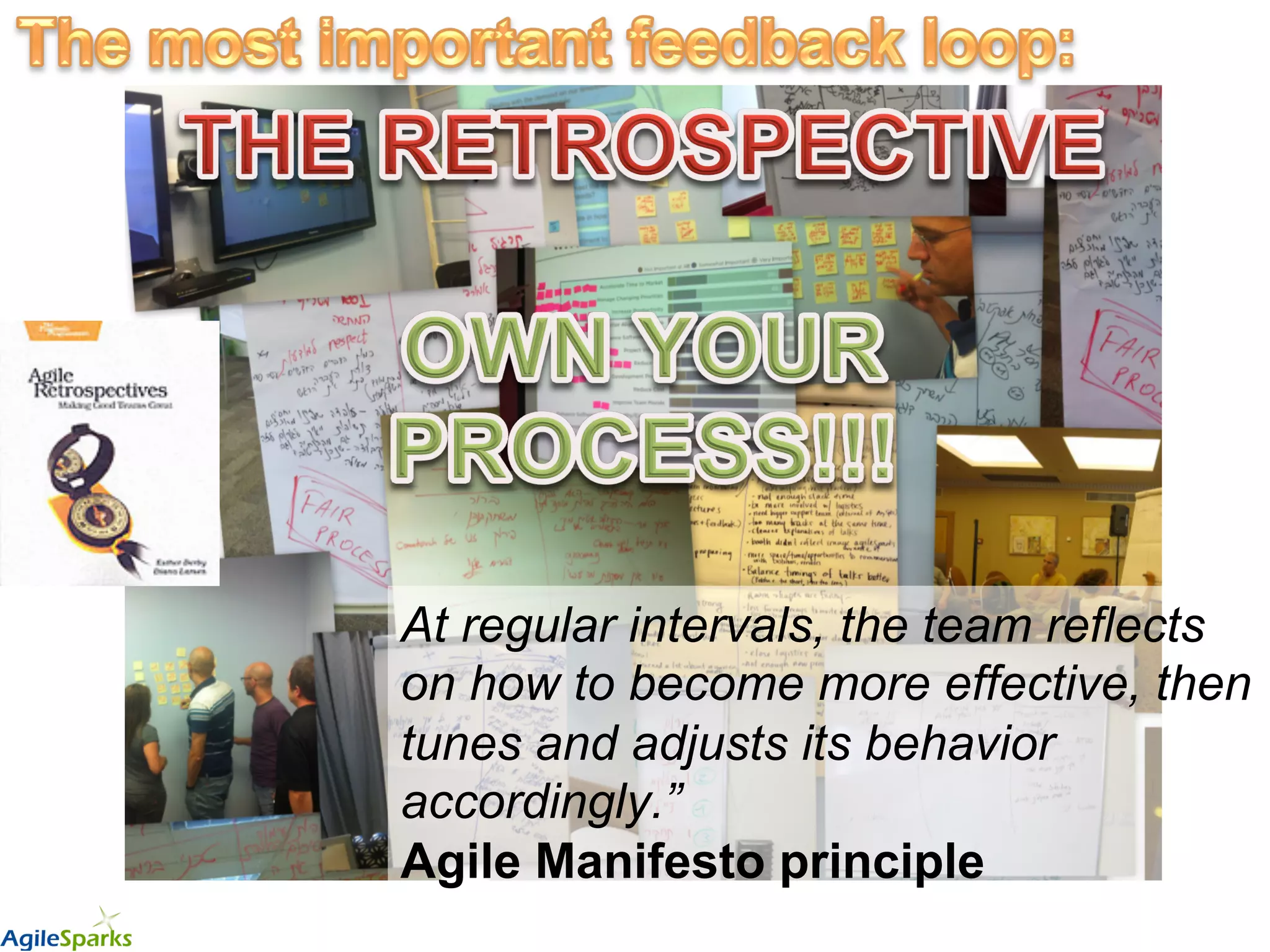 At regular intervals, the team reflects on how to become more effective, then tunes and adjusts its behavior accordingly.” Agile Manifesto principle 