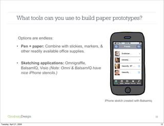An agile approach to iPhone design:  Paper prototyping + user testing