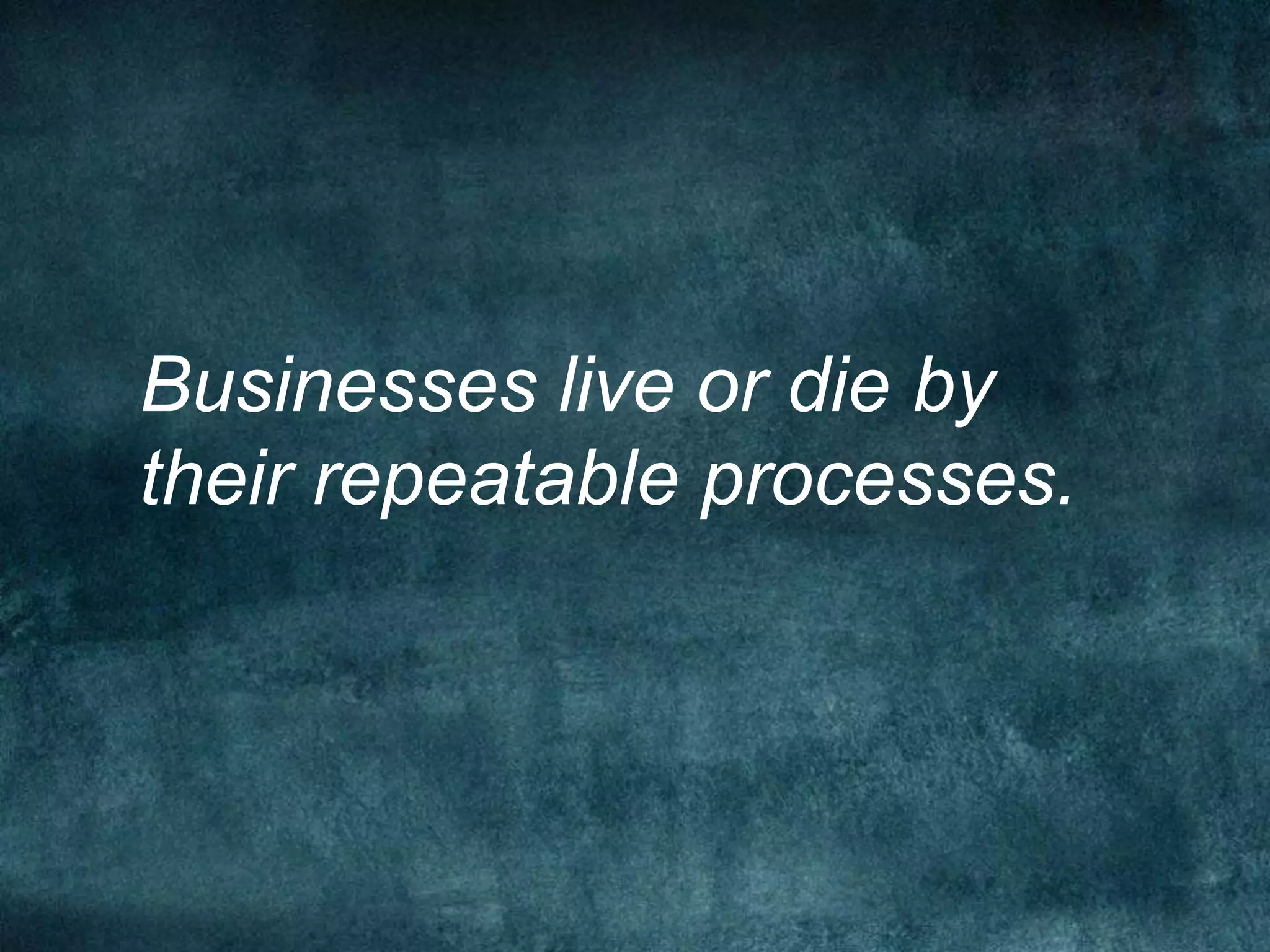 Businesses live or die bytheir repeatable processes.