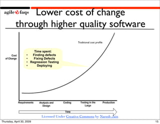 Lower cost of change
           through higher quality software
                                                    Tradit...