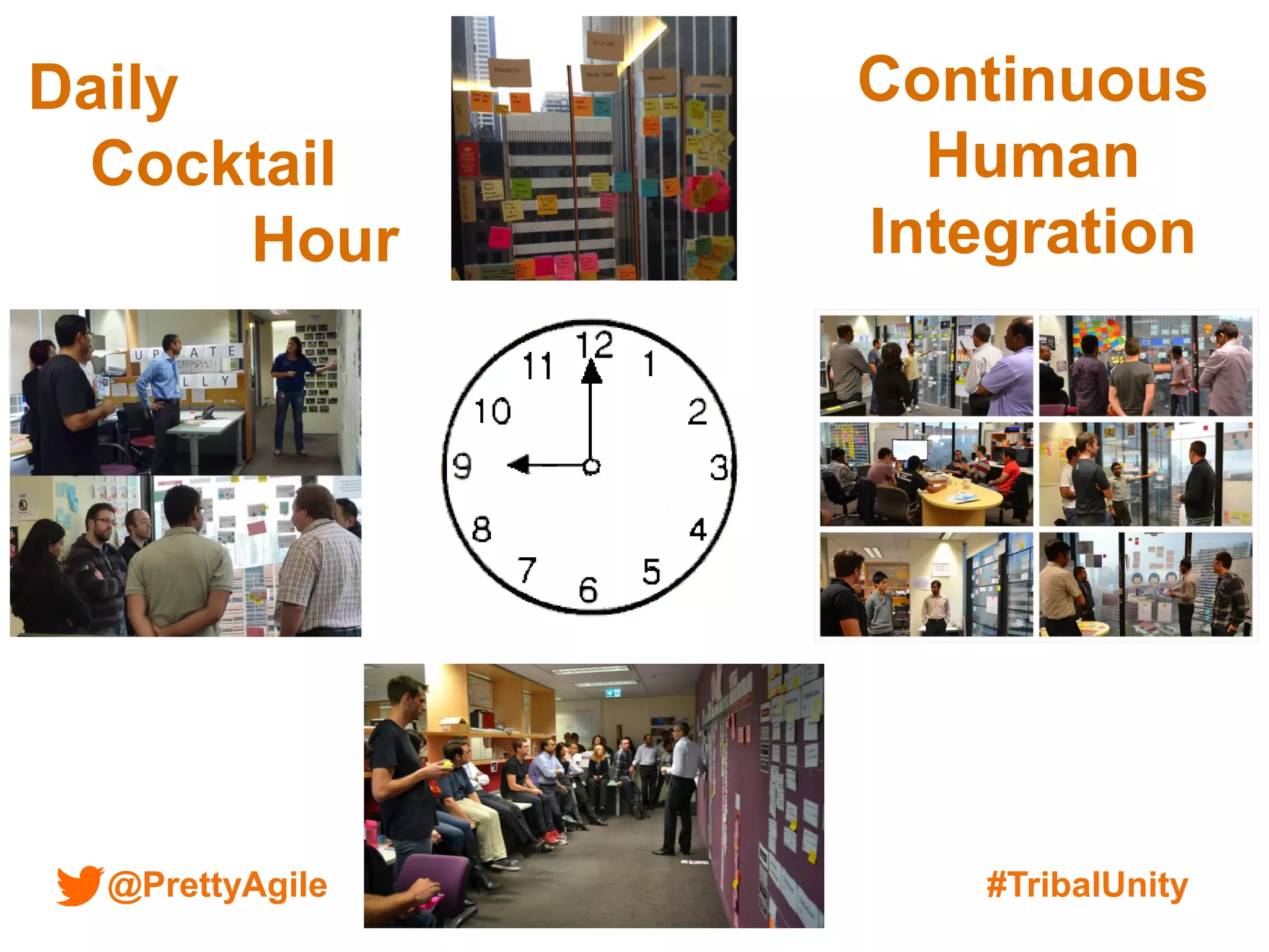 @PrettyAgile #TribalUnity
Daily
Cocktail
Hour
Continuous
Human
Integration
 