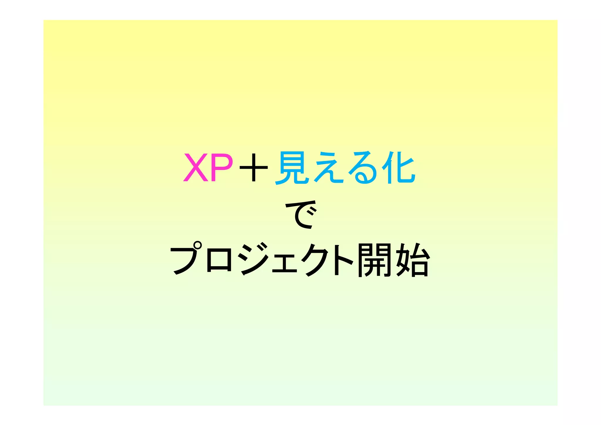 XP＋見える化
   で
プロジェクト開始
 