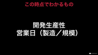 開発生産性
営業日（製造／規模）
この時点でわかるもの
 