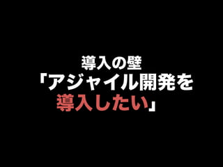 導入の壁
「アジャイル開発を
導入したい」
 