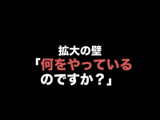 拡大の壁
「何をやっている
のですか？」
 