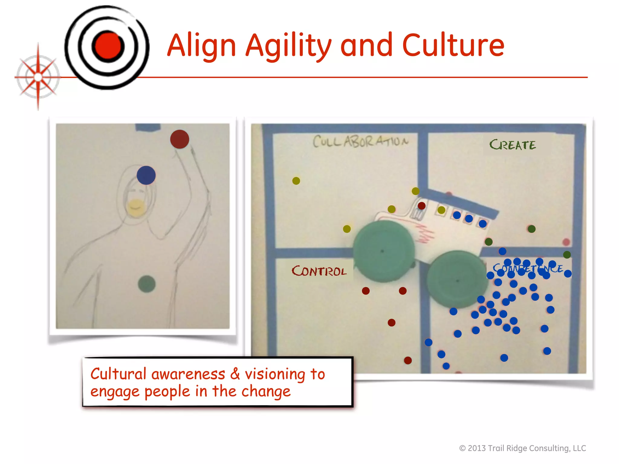 © 2013 Trail Ridge Consulting, LLC
Align Agility and Culture
Competence
Create
Control
Cultural awareness & visioning to
engage people in the change
 