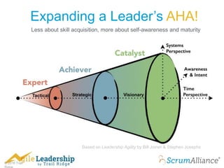 © 2016 Trail
Expanding a Leader’s AHA!
Based on Leadership Agility by Bill Joiner & Stephen Josephs
Less about skill acquisition, more about self-awareness and maturity
 