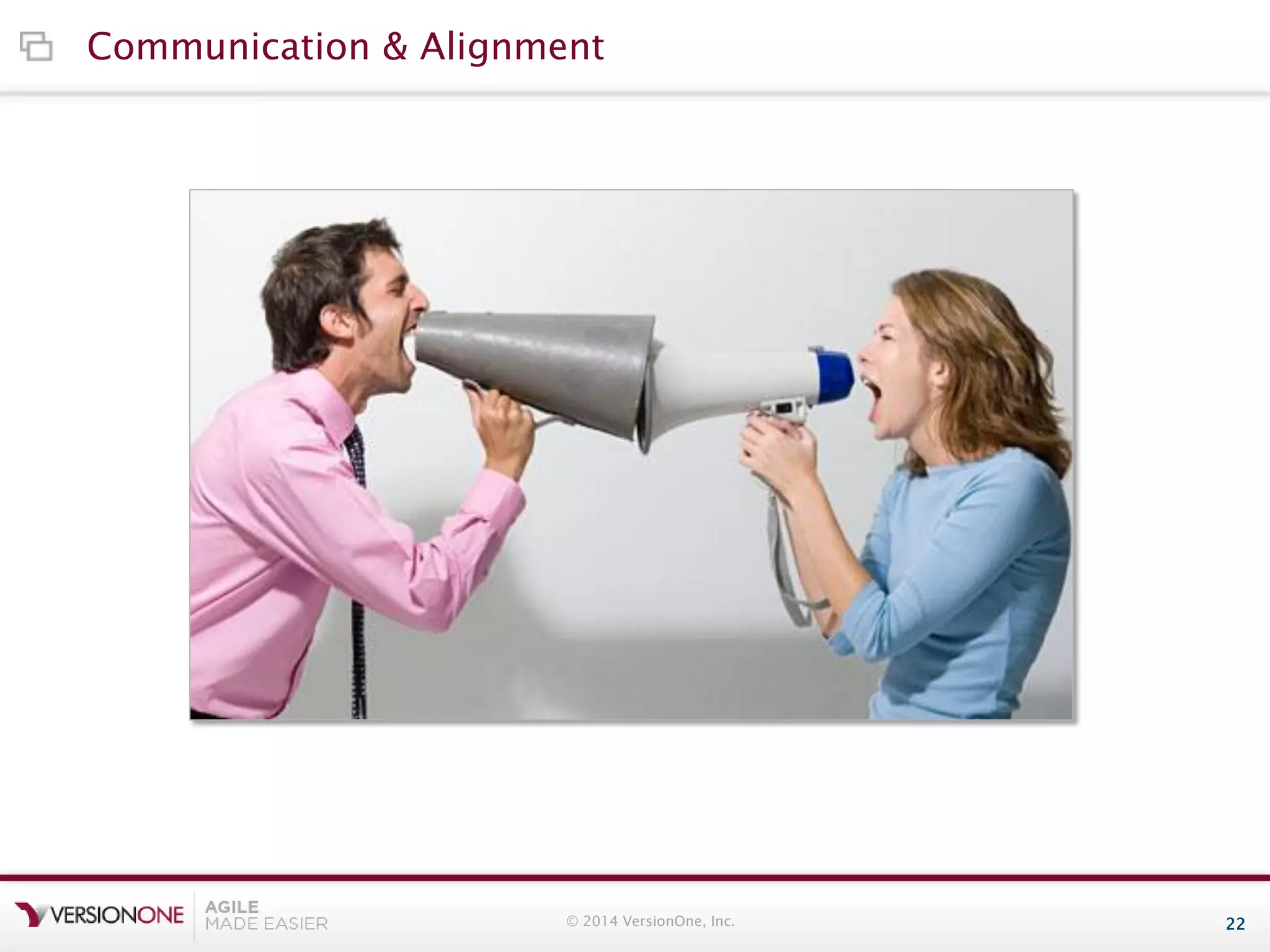 Communication & Alignment

© 2014 VersionOne, Inc.

22

 