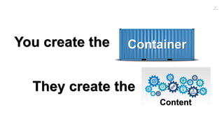 27
You create the Container
They create the
Content
 
