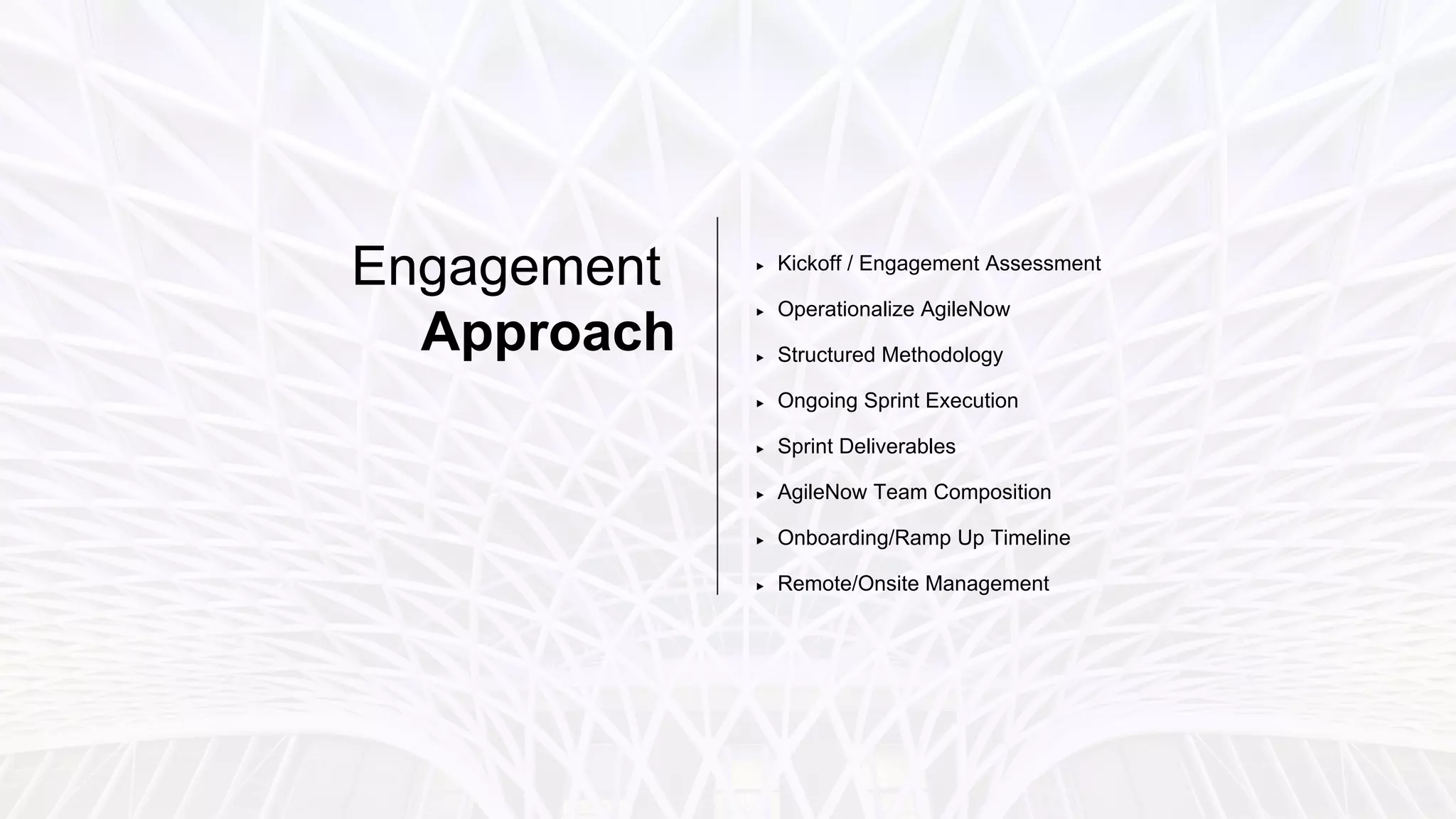 Daily Scrum
Meeting
Sprint
Process
Flow
24 Hours
3 Week
Sprints
Potential Shippable
Product Increment
Backlog ItemsSprint Backlog
Product Backlog
(Client Prioritizes)
 