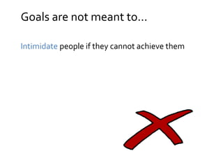 Goals are not meant to...
Intimidate people if they cannot achieve them
 