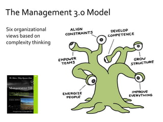 The Management 3.0 Model
Six organizational
views based on
complexity thinking
 