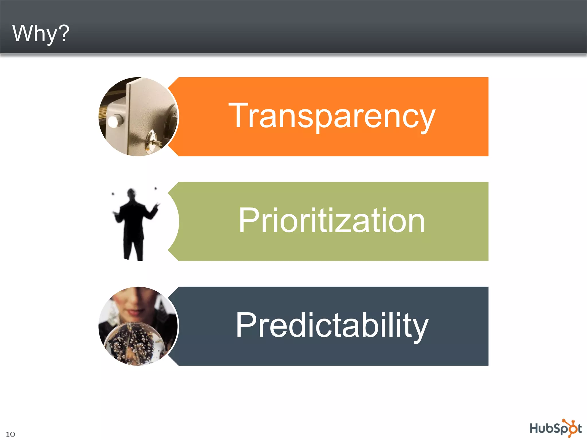 Why?


        Transparency


        Prioritization


        Predictability

10
 