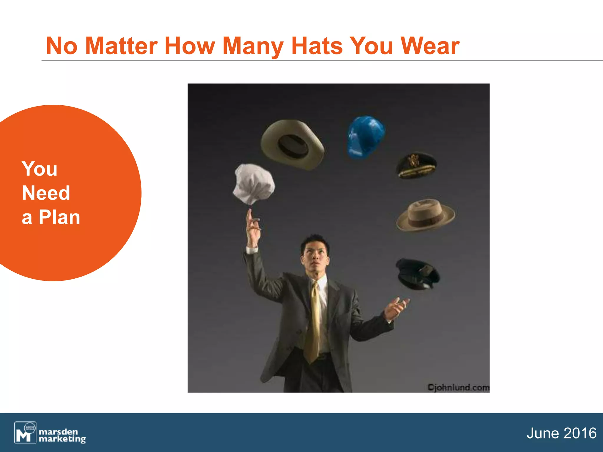 June 2016
No Matter How Many Hats You Wear
You
Need
a Plan
 